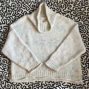 Soft Alpaca Blend Anthropologie Slouchy Cowl Neck Boxy Cream Confetti Sweater